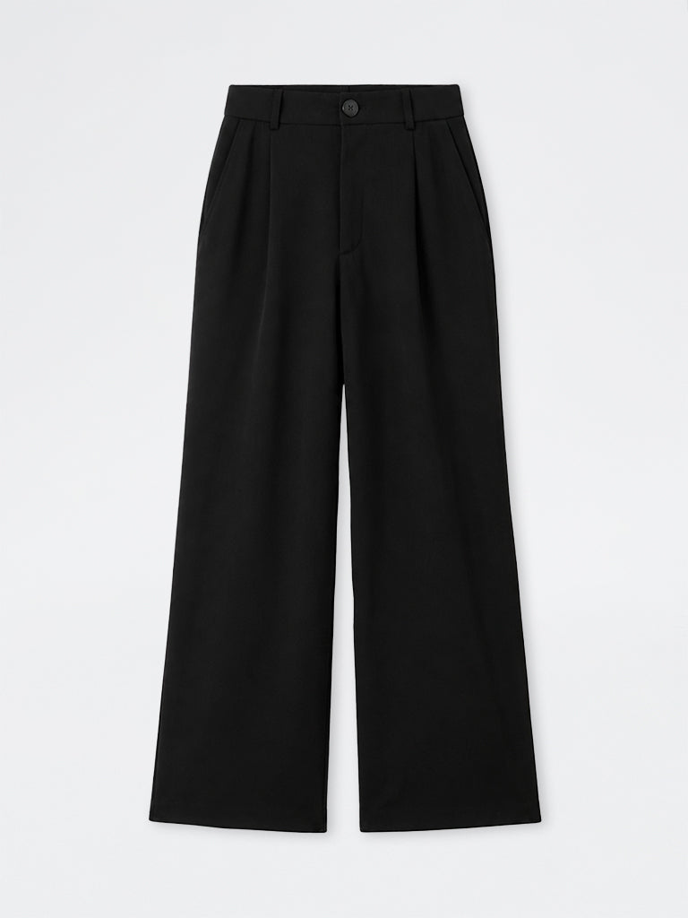 Wardrobe Black Pleated High-Rise Trousers