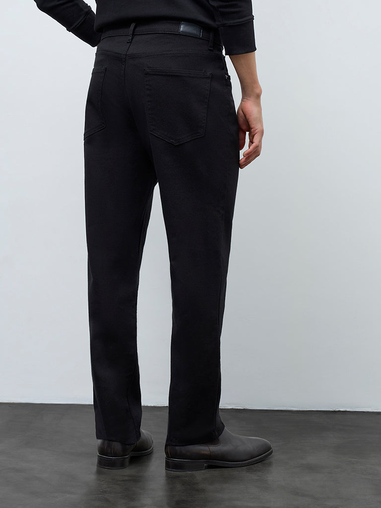 WES Casuals Black Relaxed-Fit Mid-Rise Jeans