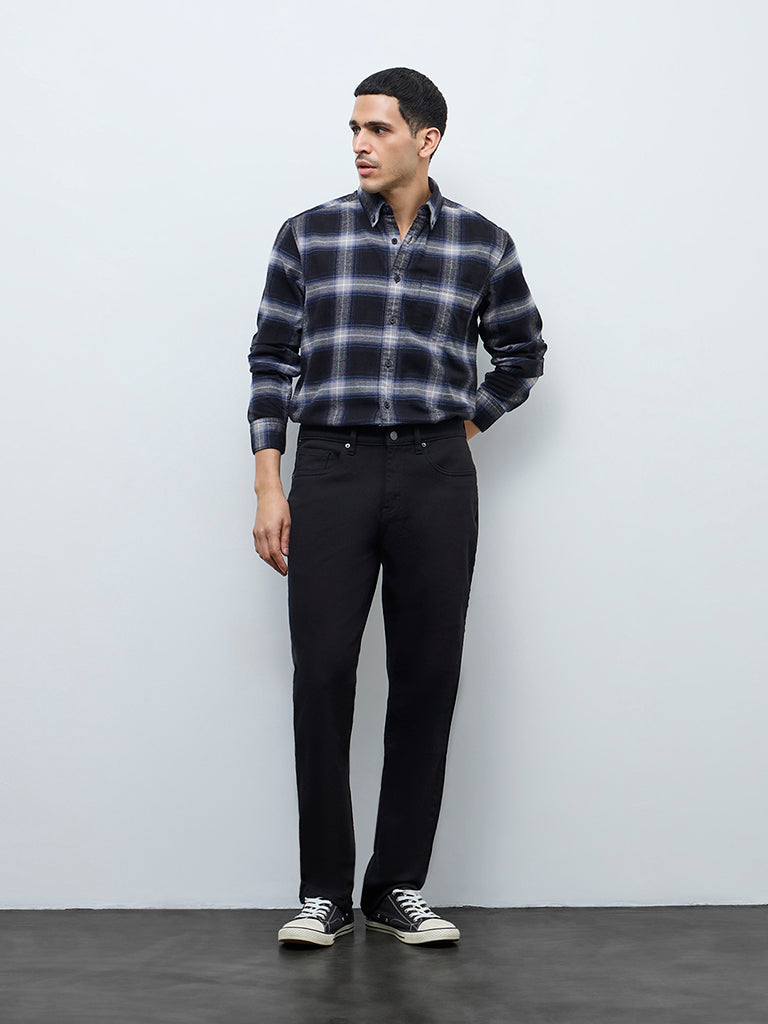 WES Casuals Black Slim-Fit Mid-Rise Jeans