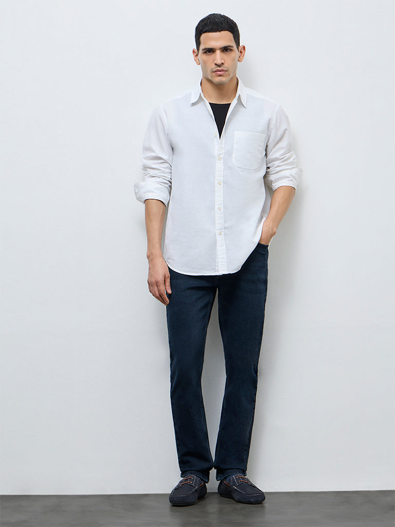 WES Casuals Dark Blue Slim-Fit Mid-Rise Jeans