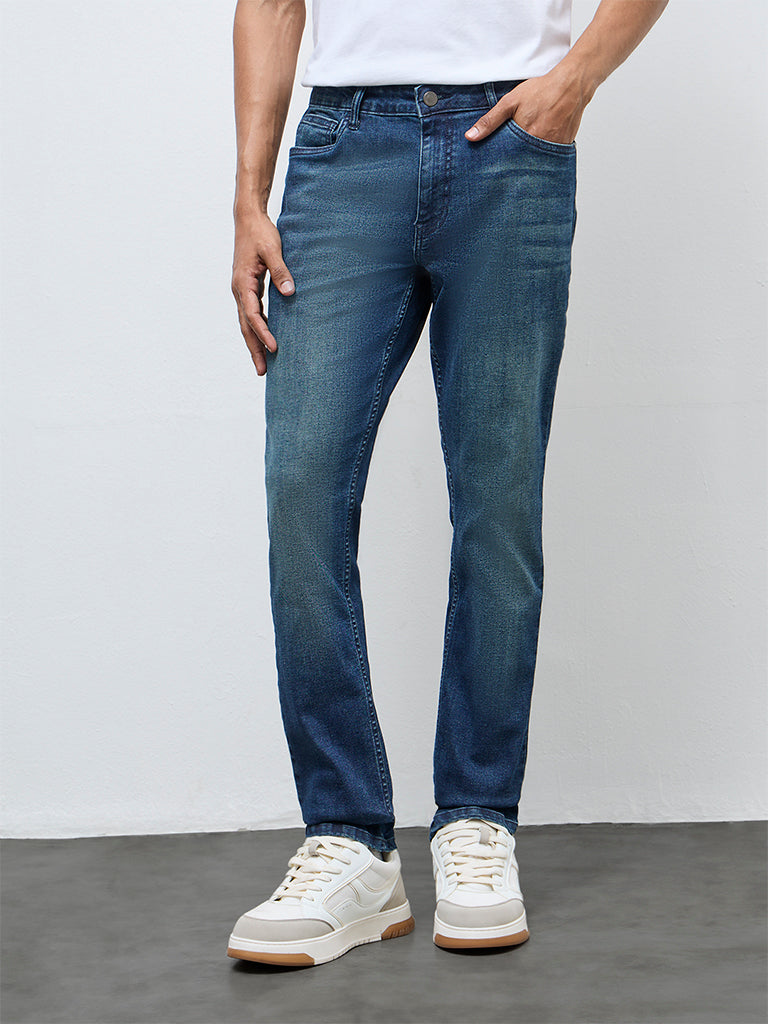 Nuon Blue Faded Hendrix Slim-Fit Mid-Rise Denim Jeans