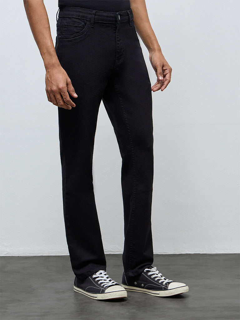 Nuon Black Hendrix Slim-Fit Mid-Rise Denim Jeans