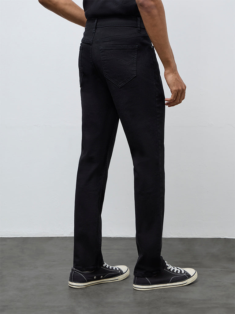 Nuon Black Hendrix Slim-Fit Mid-Rise Denim Jeans