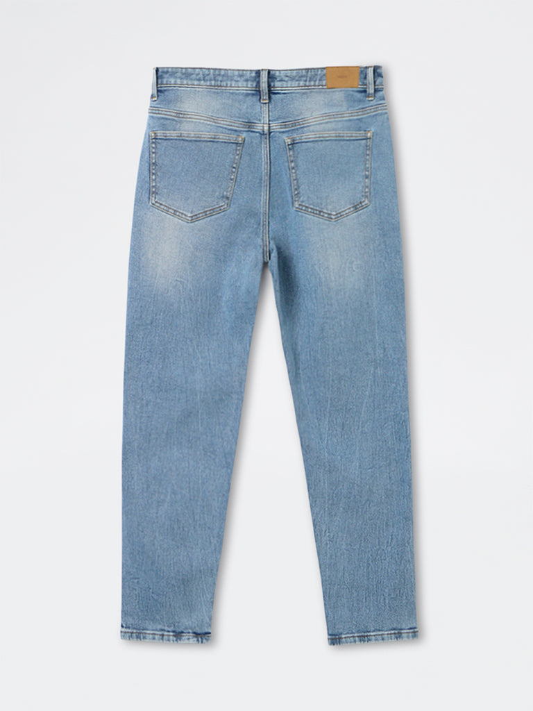 Nuon Light Blue Washed Slim-Fit Mid-Rise Jeans