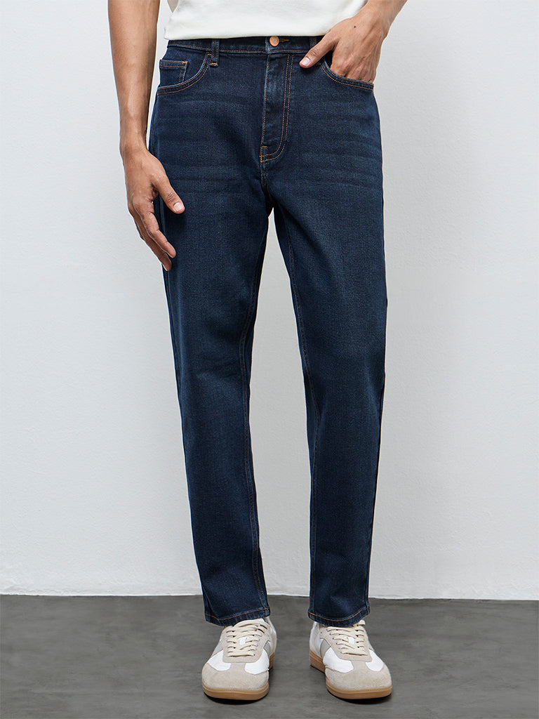 Nuon Dark Blue Slim Crop-Fit Mid-Rise Jeans