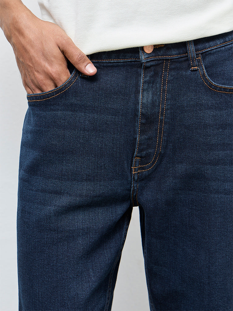 Nuon Dark Blue Slim Crop-Fit Mid-Rise Jeans