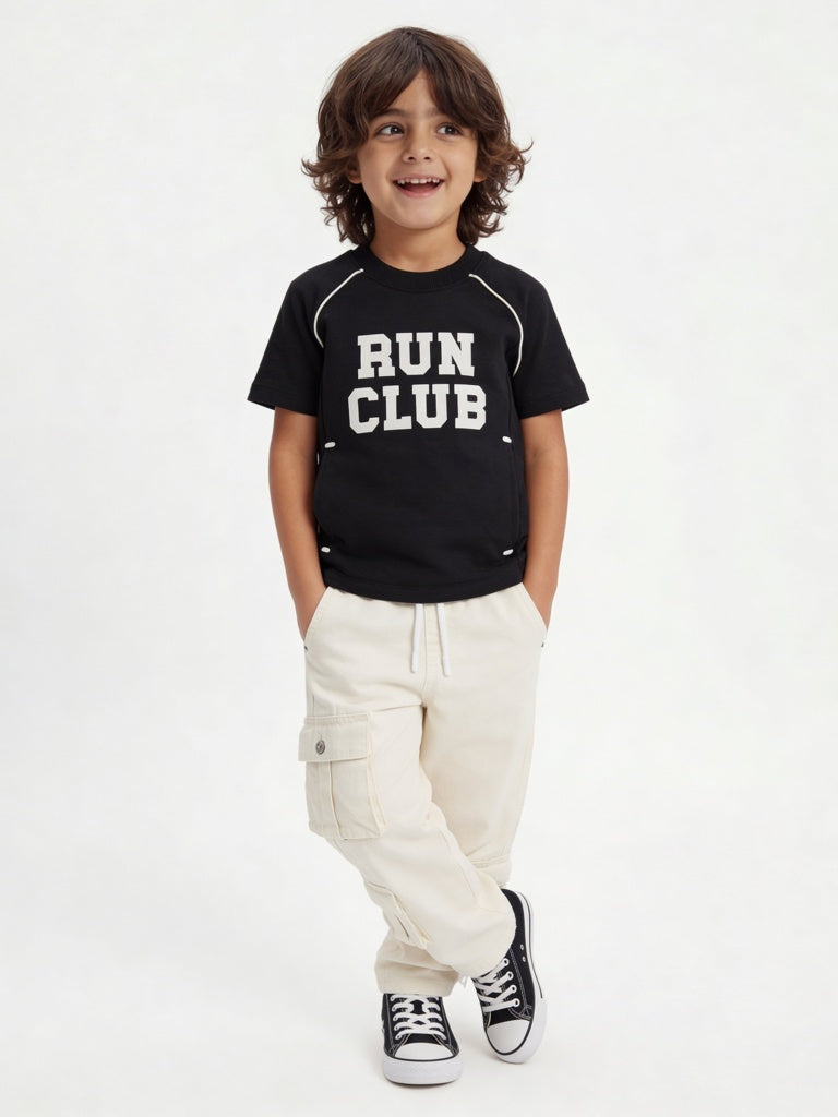 HOP Kids Boys Off-White Cargo-Style Mid-Rise Jeans