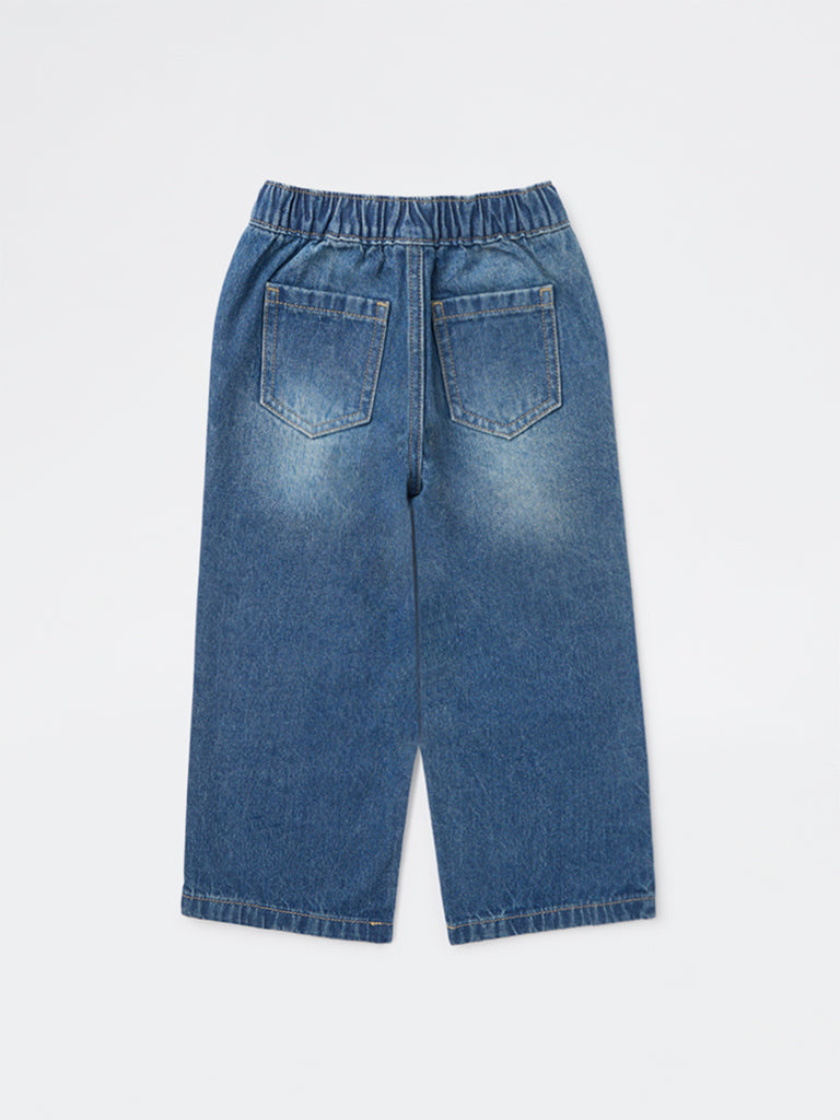 HOP Kids Boys Blue Washed Mid-Rise Jeans