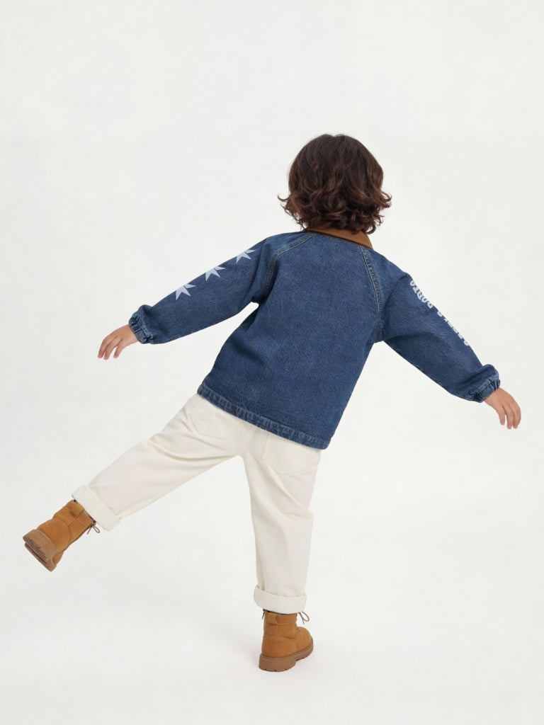 HOP Kids Boys Boys Off-White Printed Mid-Rise Jeans