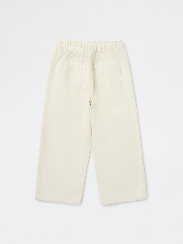 HOP Kids Boys Boys Off-White Printed Mid-Rise Jeans