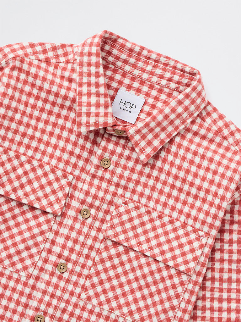 HOP Kids Boys Red Gingham Check Cotton Shirt