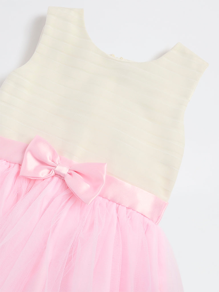 HOP Kids Girls Pink Bow Detailed Party Dress