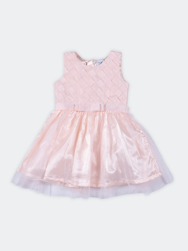 HOP Kids Girls Pink Mesh Detailed Fit And Flare Dress
