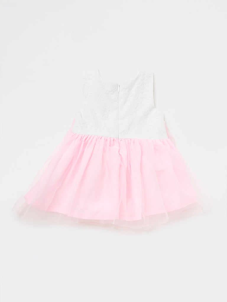 HOP Baby Girls Pink Embroidered A-Line Dress