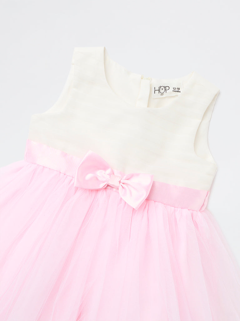 HOP Baby Girls Pink Bow Detailed Party Dress