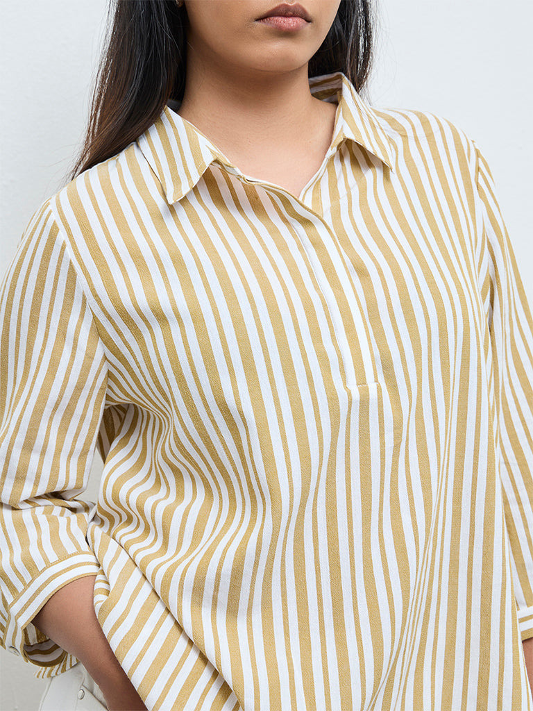 Gia Off-White Striped Cotton Blouse
