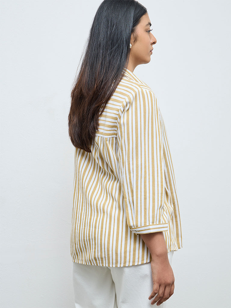 Gia Off-White Striped Cotton Blouse