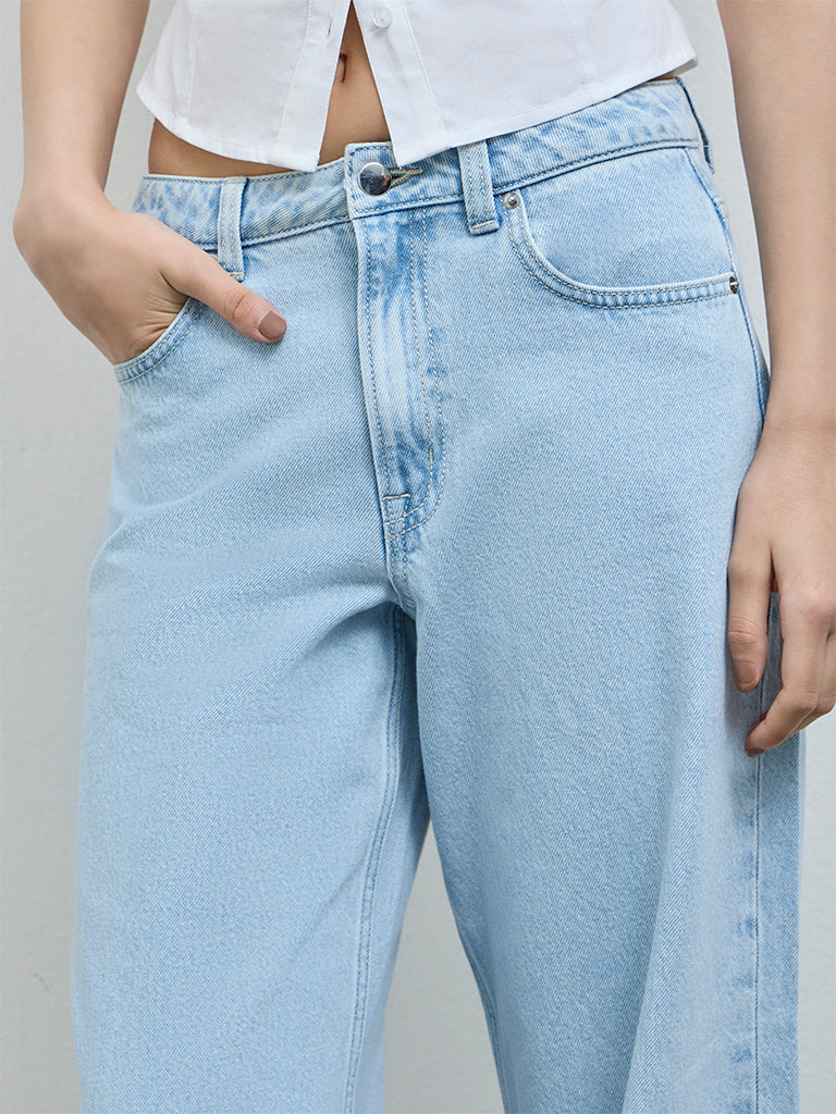 Nuon Light Blue High-Rise Cotton Jeans
