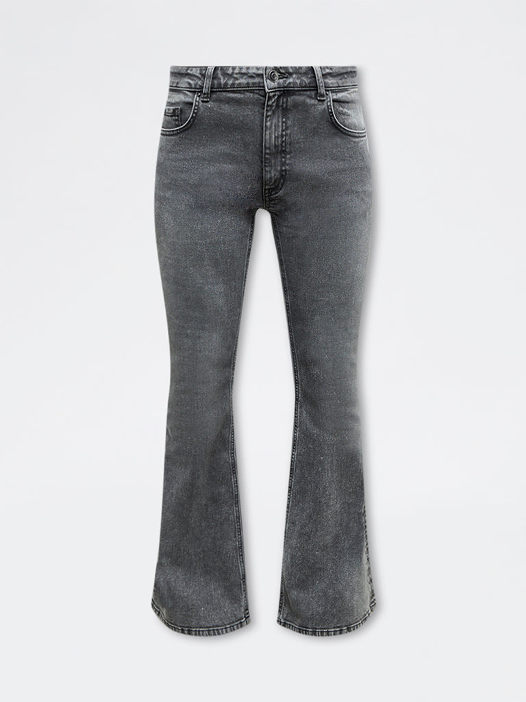 Nuon Grey High-Rise Flared Jeans