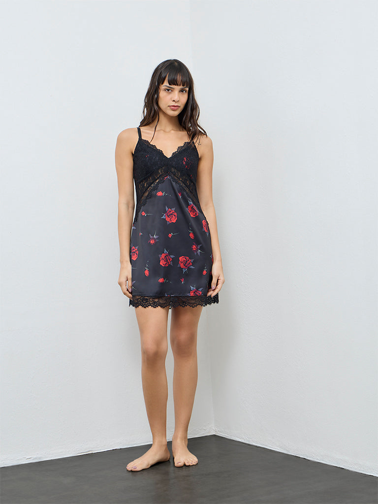 Wunderlove Red Floral Slip Dress