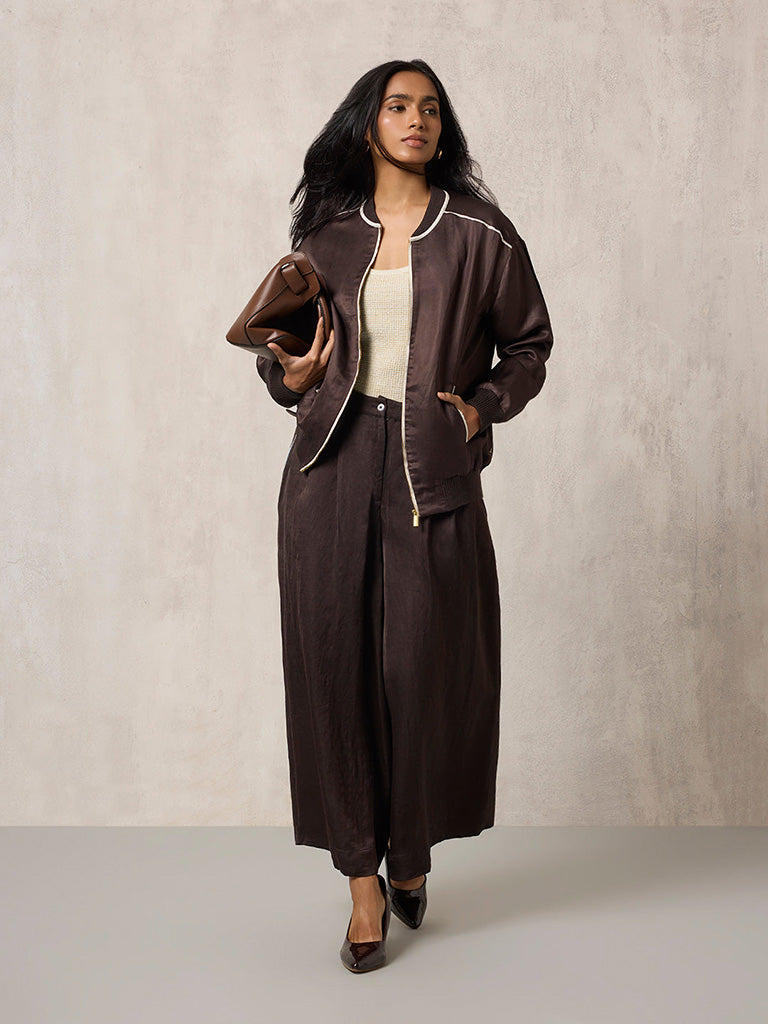 Wide-Leg Brown Pants