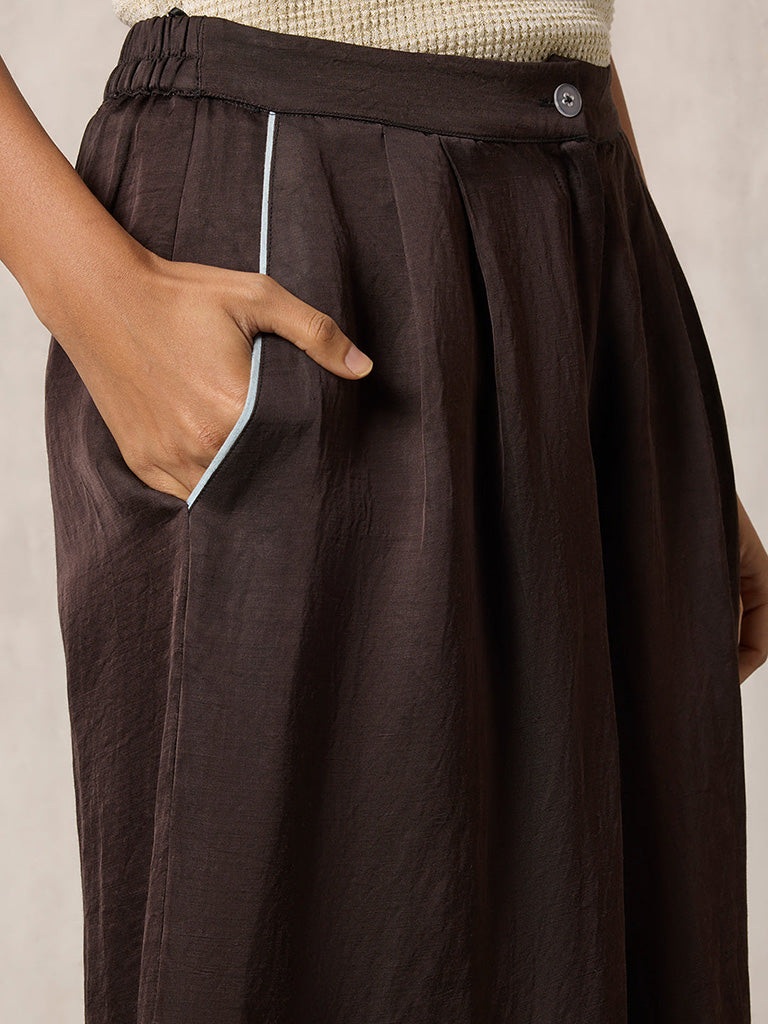 Wide-Leg Brown Pants