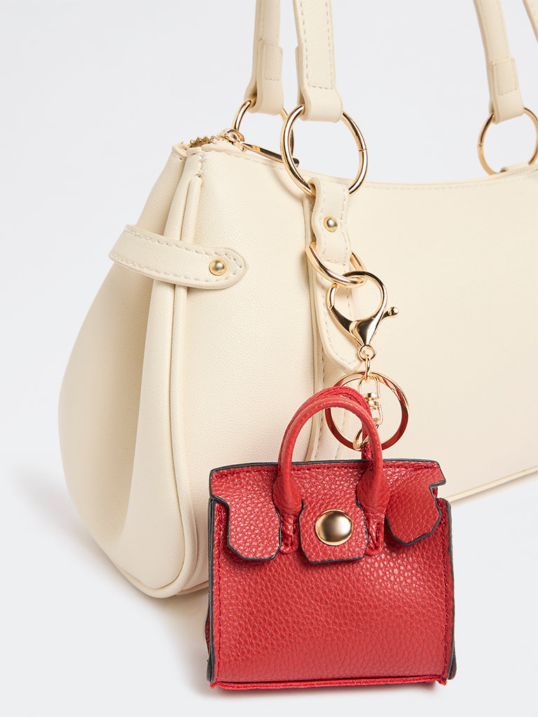 Westside Accessories Red Textured Tote Bag Charm