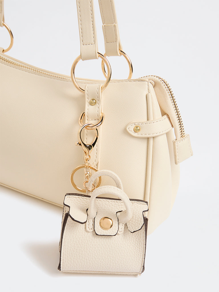 Westside Accessories Ivory Textured Tote Bag Charm