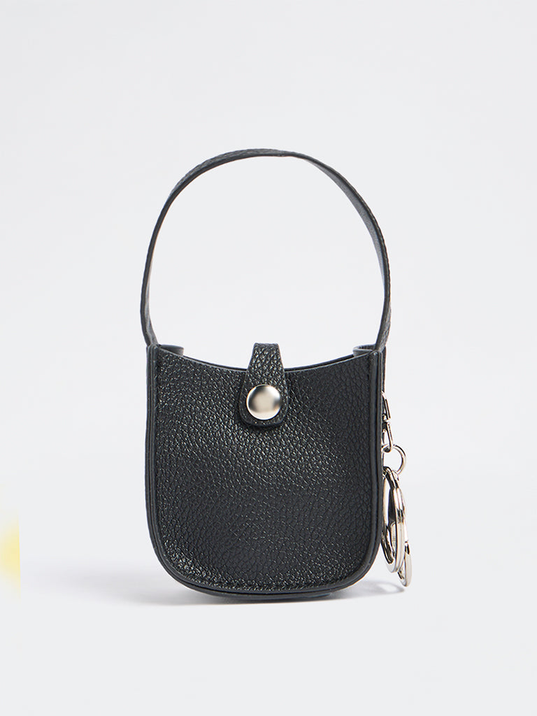 Westside Accessories Black Textured Mini Bucket Bag Charm