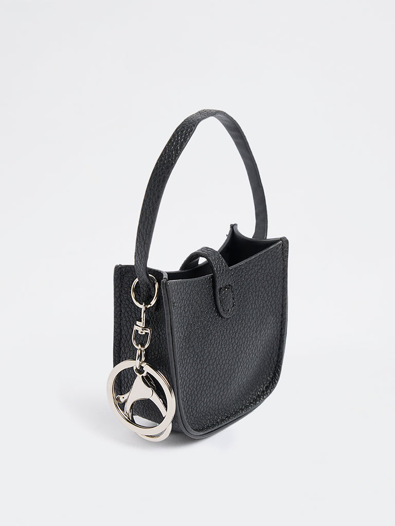 Westside Accessories Black Textured Mini Bucket Bag Charm