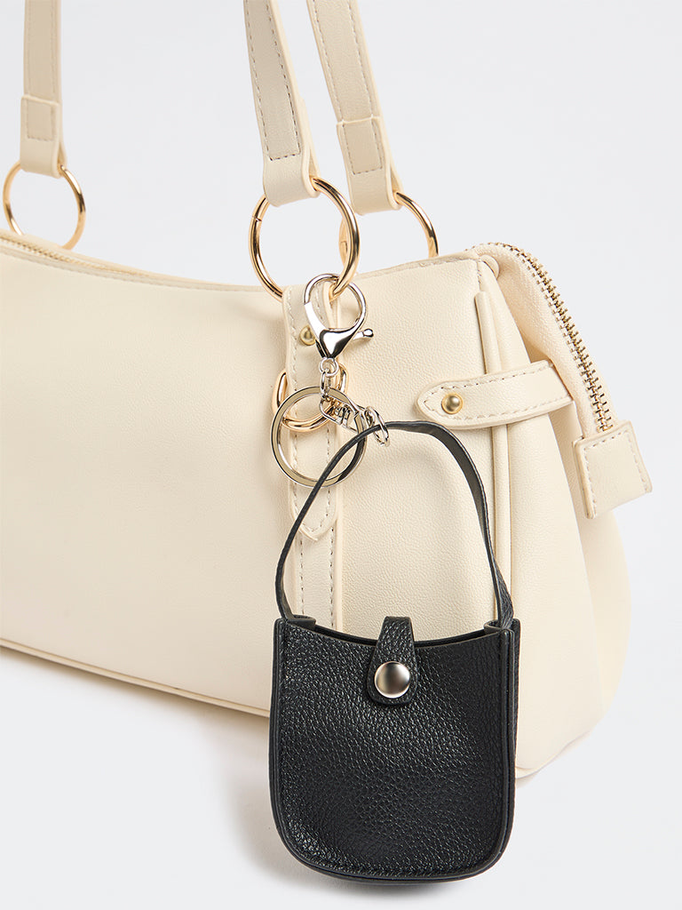 Westside Accessories Black Textured Mini Bucket Bag Charm