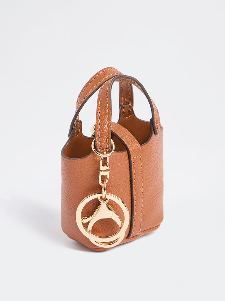 Westside Accessories Tan Textured Mini Bag Charm