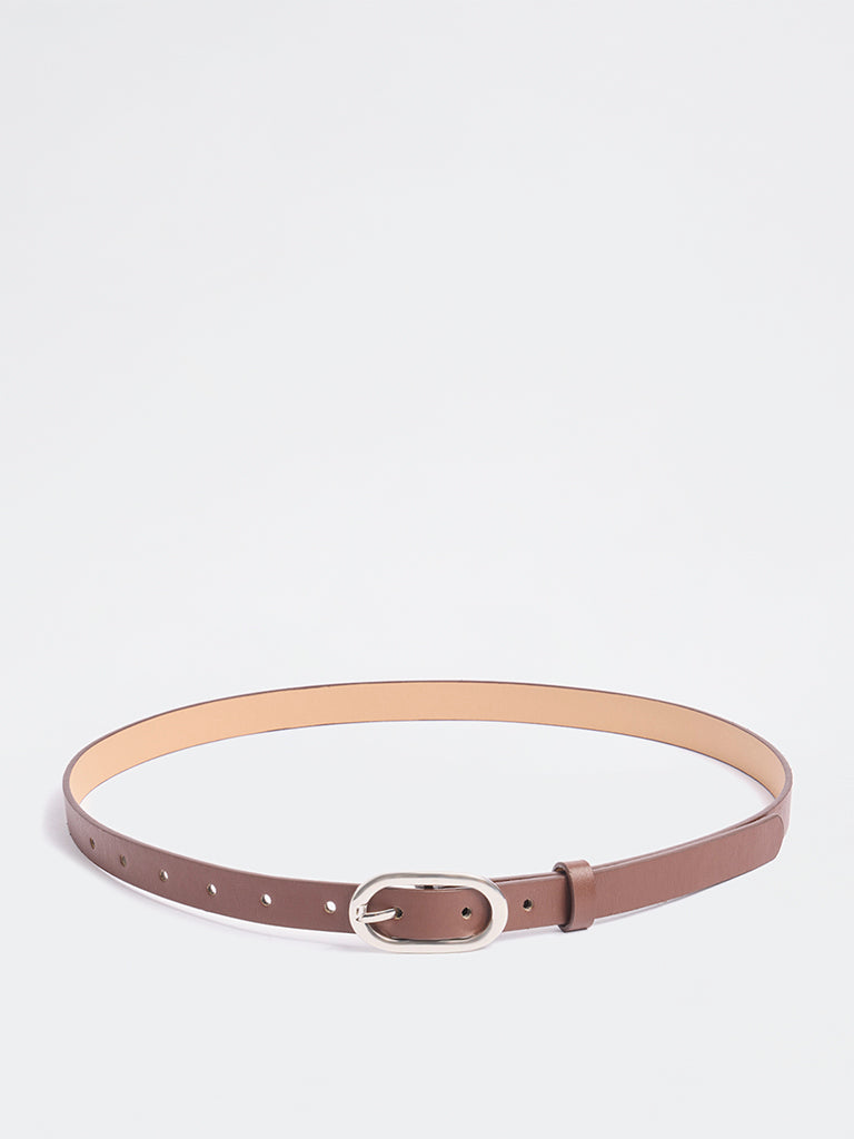 Westside Accessories Brown Oval-Buckle Belt