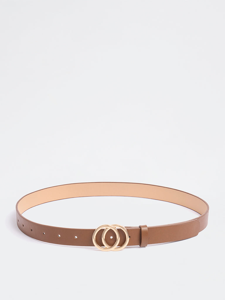 Westside Accessories Brown Circular-Buckle Belt