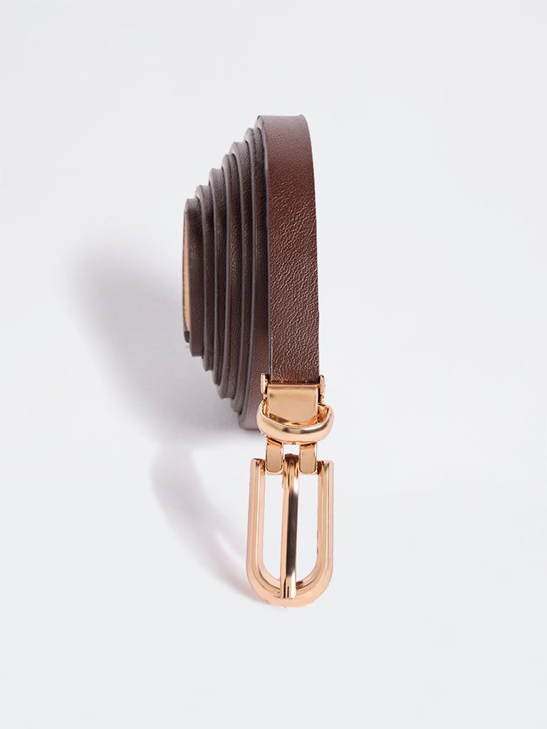 Westside Accessories Brown Sleek Buckle Belt