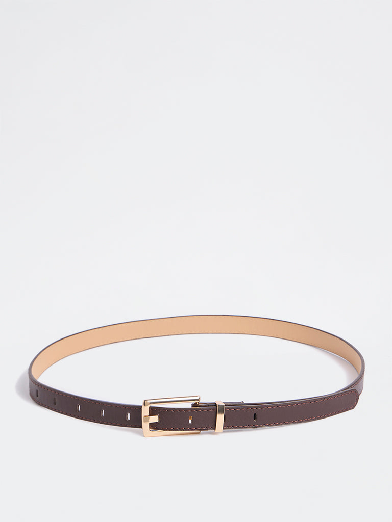Westside Accessories Brown Square Buckle Belt