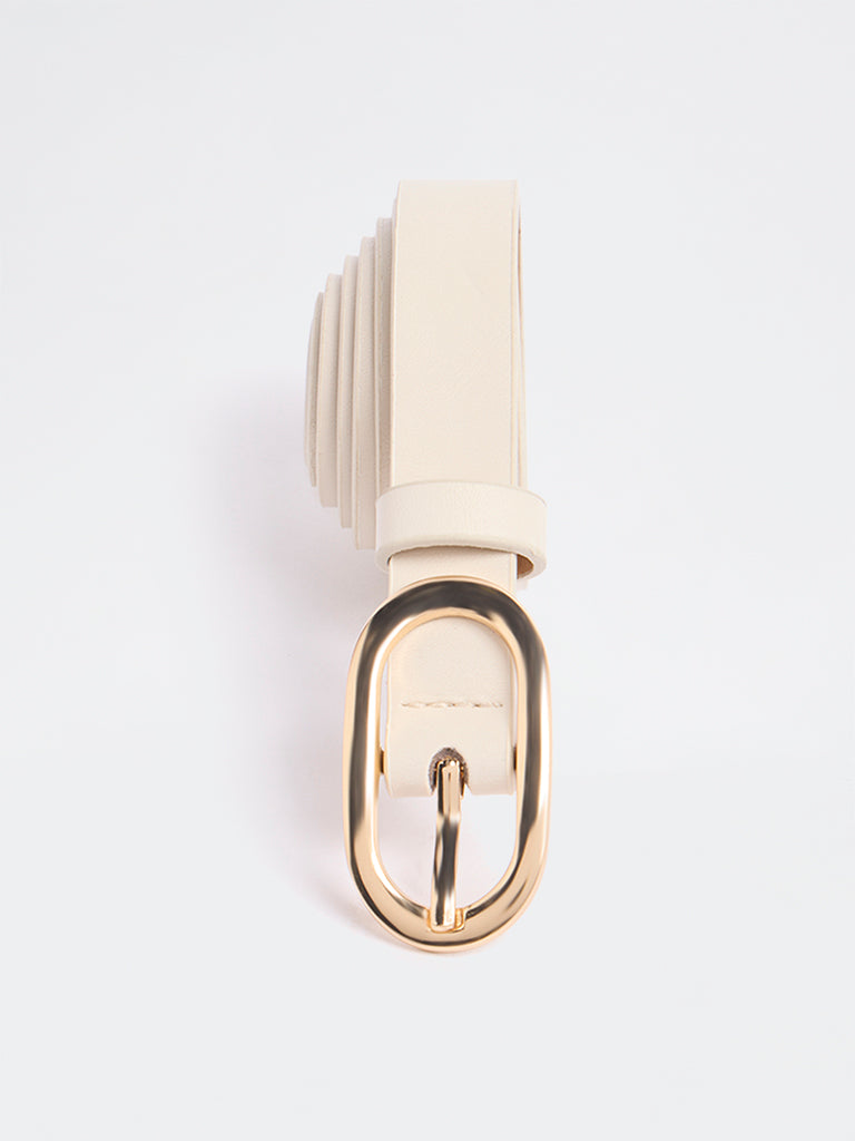 Westside Accessories White Oval-Buckle Belt