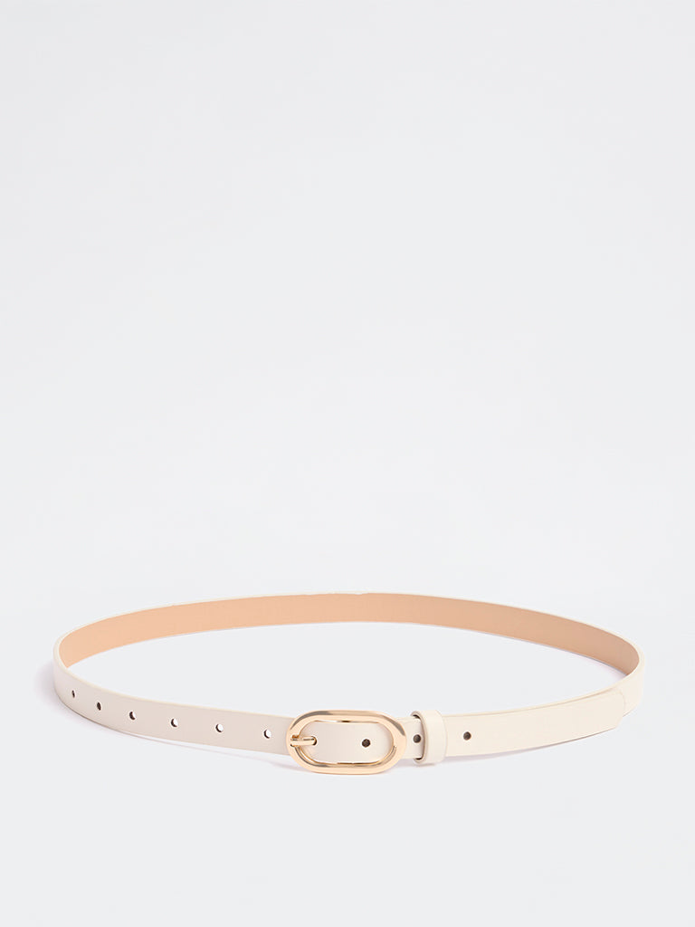 Westside Accessories White Oval-Buckle Belt