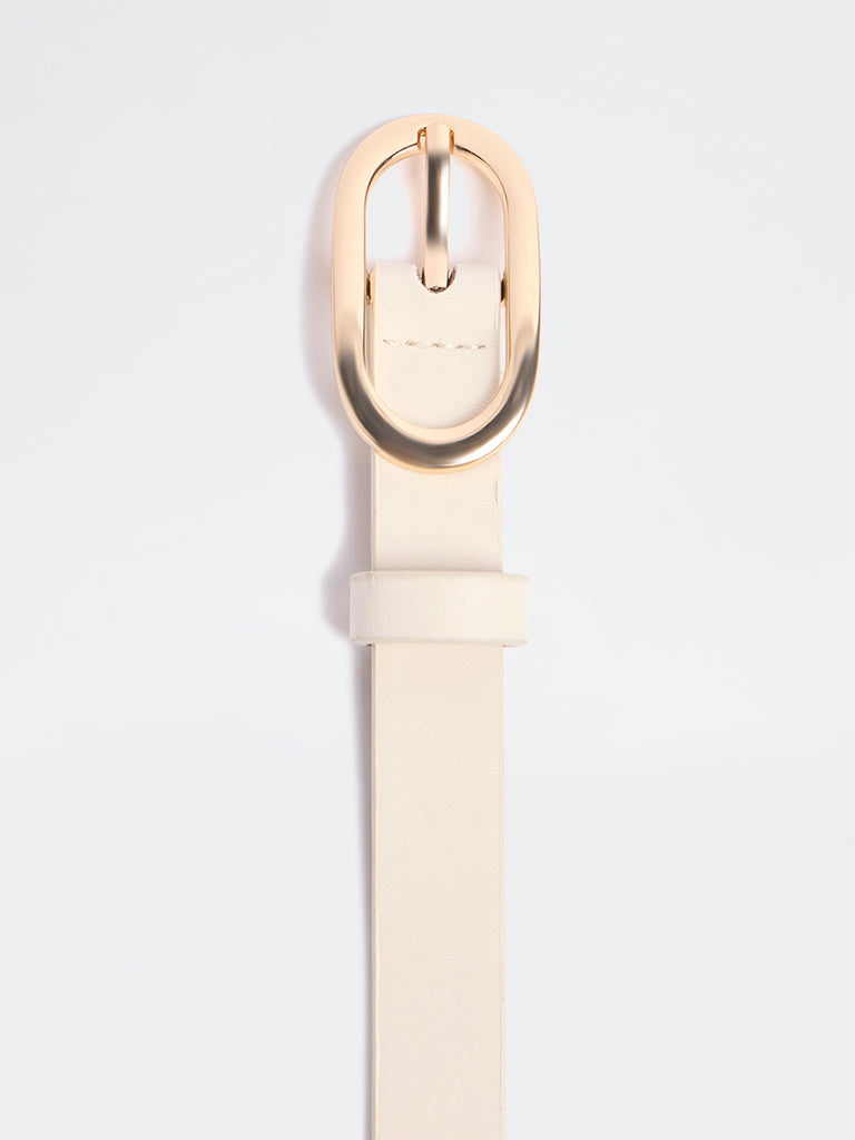Westside Accessories White Oval-Buckle Belt