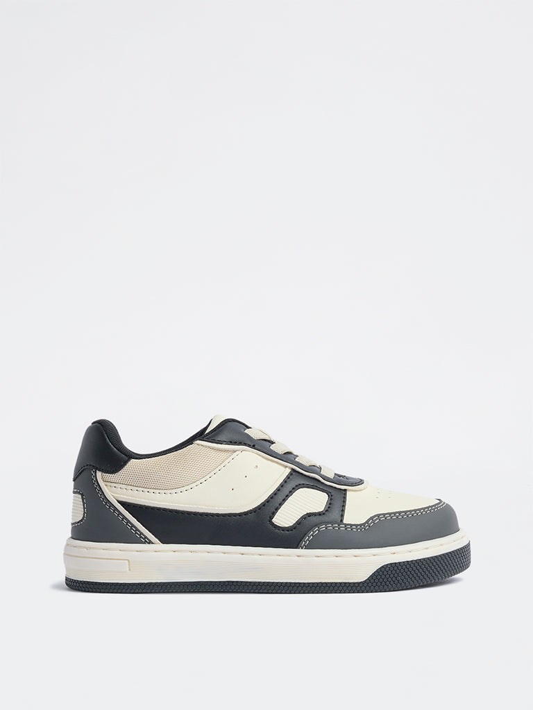 Yellow Black Colour-Blocked Lace-Up Sneakers