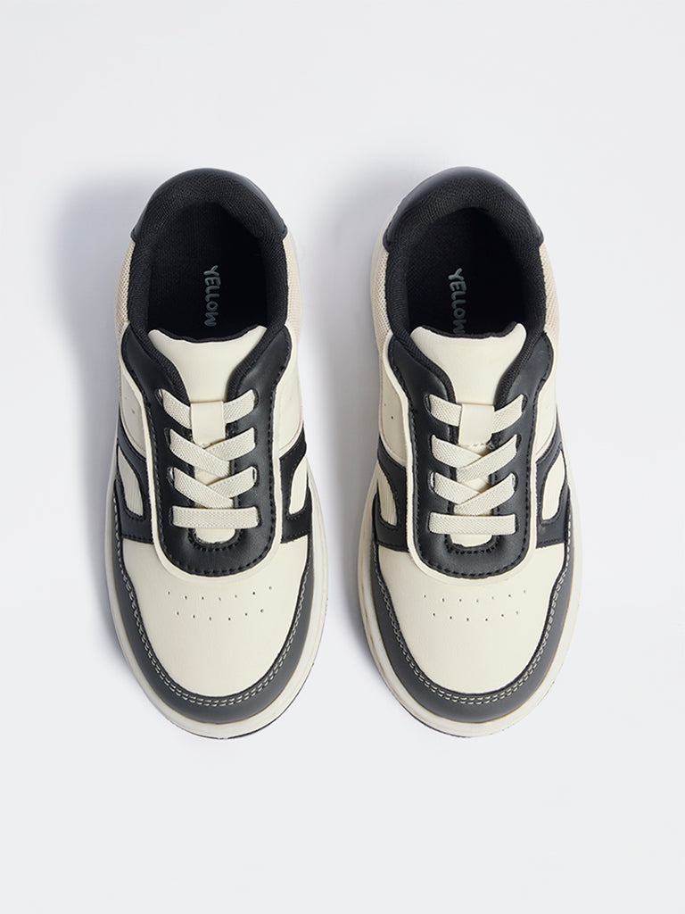 Yellow Black Colour-Blocked Lace-Up Sneakers