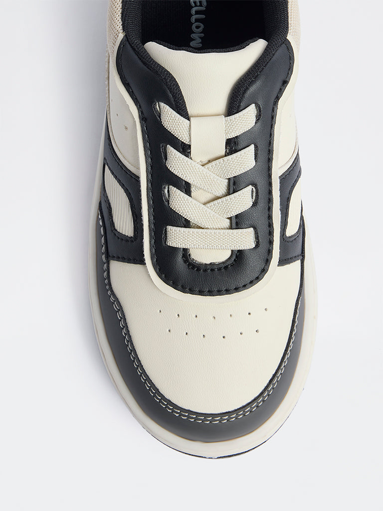 Yellow Black Colour-Blocked Lace-Up Sneakers