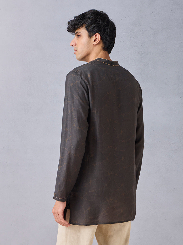 Printed Brown Short Kurta