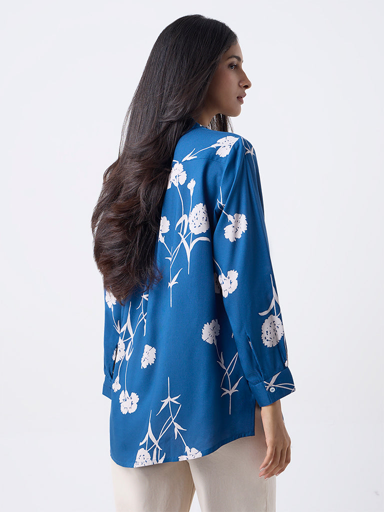Utsa Indigo Floral Printed Tunic