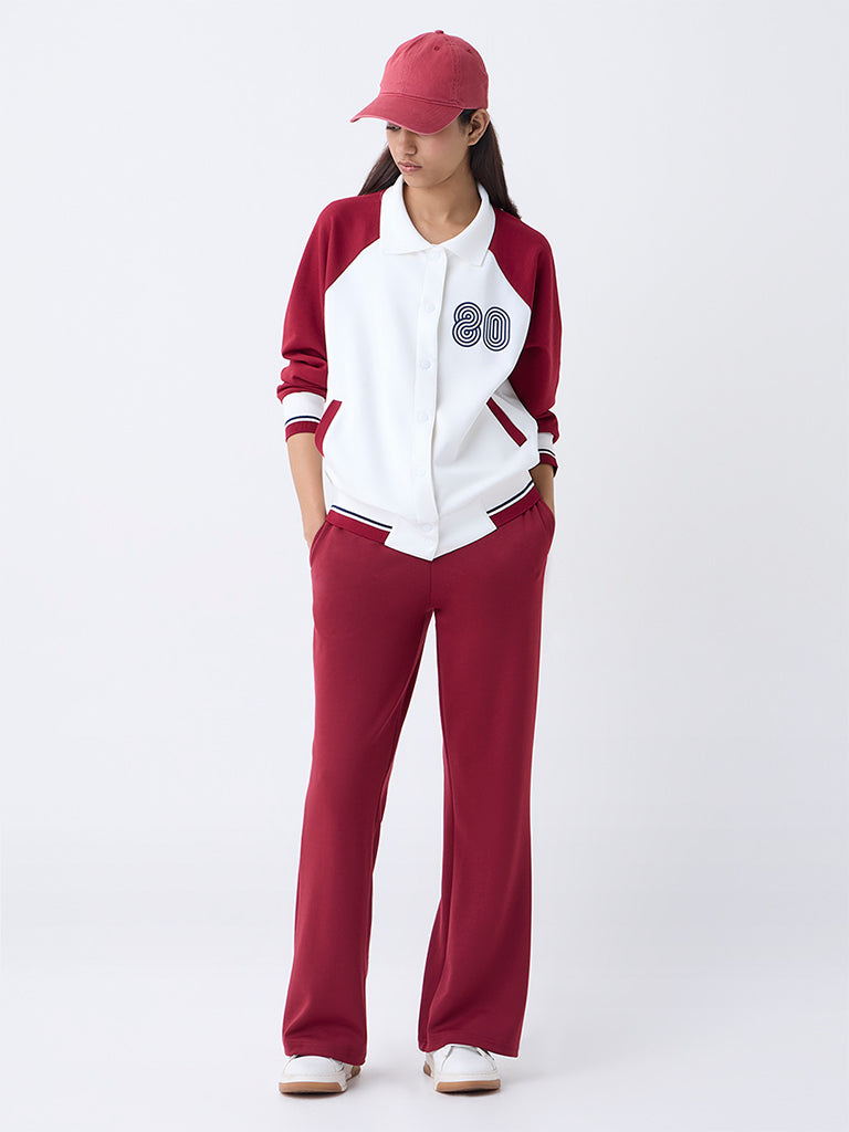 Studiofit White Colour-Blocked Jacket