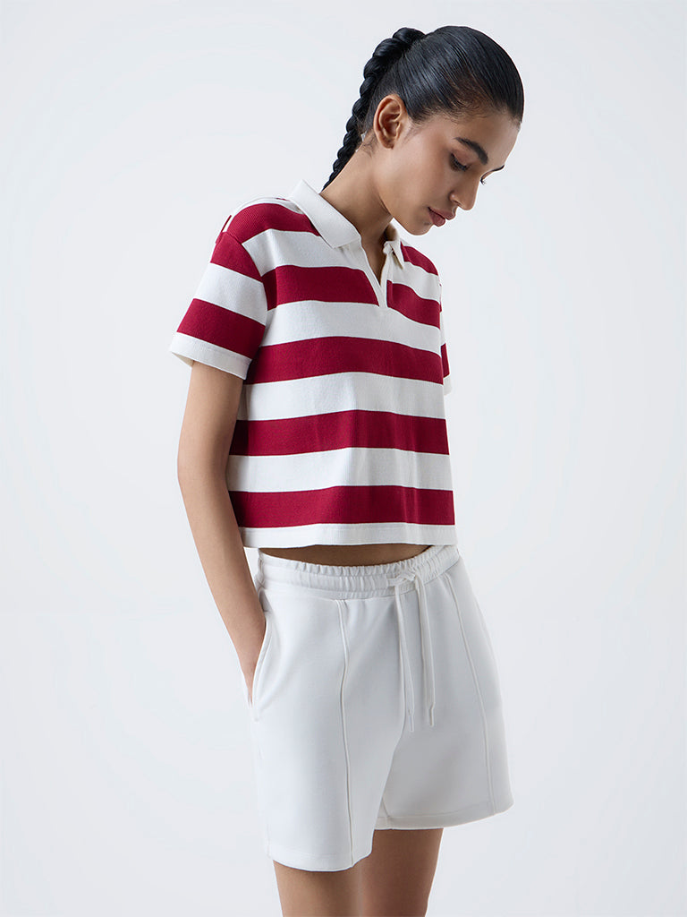 Studiofit Multicolour Striped Cotton-Blend T-Shirt