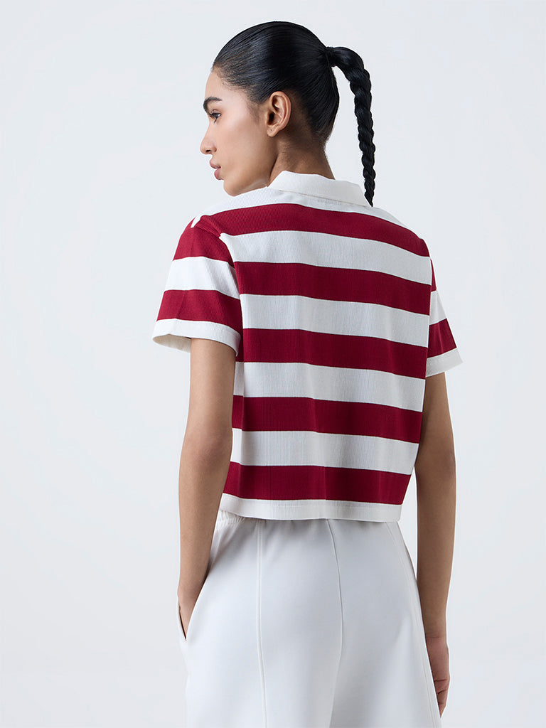 Studiofit Multicolour Striped Cotton-Blend T-Shirt
