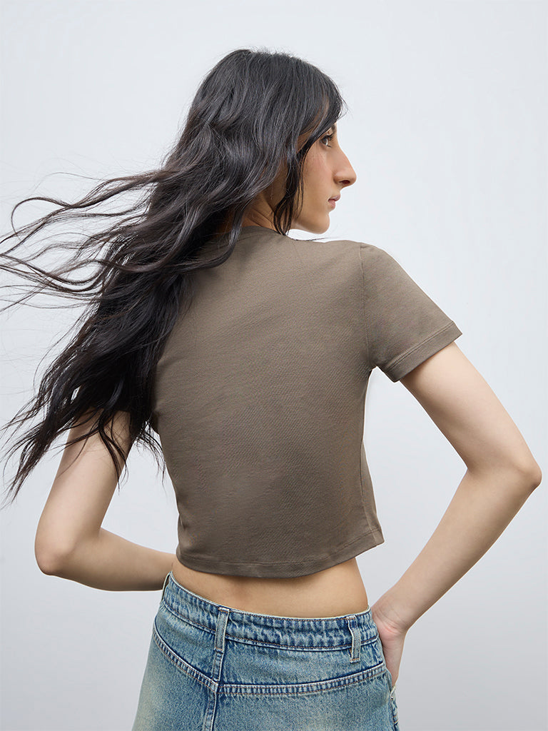 Nuon Olive Cotton-Blend T-Shirt