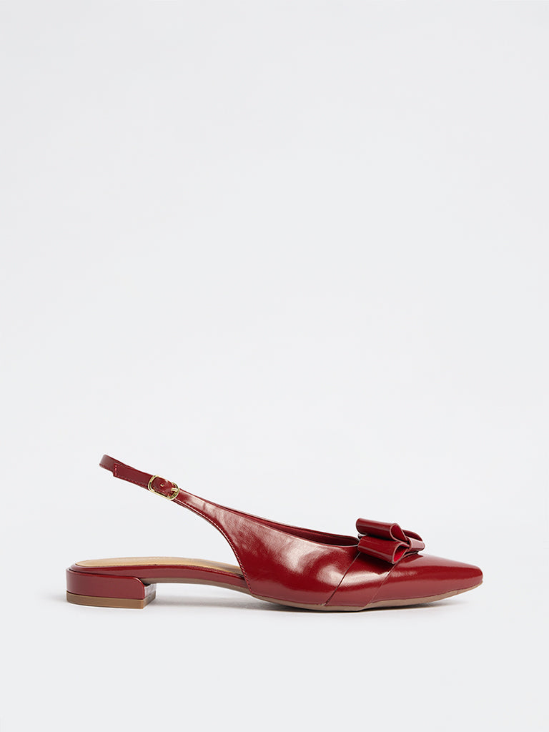 LUNA BLU Red Bow-Detailed Slingback Mules