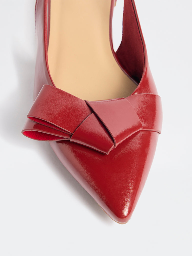 LUNA BLU Red Bow-Detailed Slingback Mules